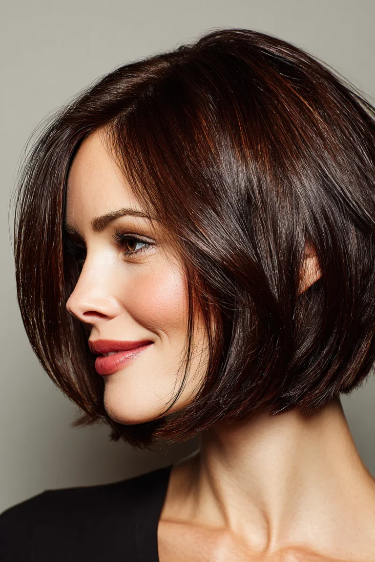1. Classic Chin-Length Bob in Deep Brown Bob Hairstyles For Women Over 40